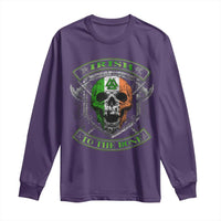 Irish Viking Long Sleeve Shirt Irish To The Bone Vintage Ireland Flag Skull
