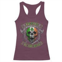 Irish Viking Racerback Tank Top Irish To The Bone Vintage Ireland Flag Skull