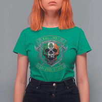Irish Viking T Shirt For Women Irish To The Bone Vintage Ireland Flag Skull