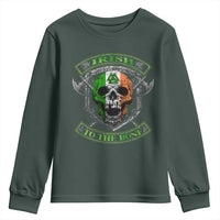 Irish Viking Youth Sweatshirt Irish To The Bone Vintage Ireland Flag Skull