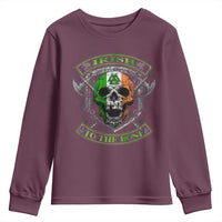 Irish Viking Youth Sweatshirt Irish To The Bone Vintage Ireland Flag Skull