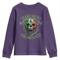 Irish Viking Youth Sweatshirt Irish To The Bone Vintage Ireland Flag Skull