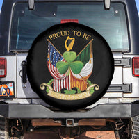 Proud To Be Irish American Spare Tire Cover Vintage Ireland USA Flag Shamrock Harp