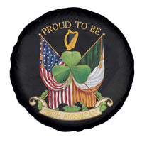 Proud To Be Irish American Spare Tire Cover Vintage Ireland USA Flag Shamrock Harp