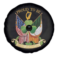 Proud To Be Irish American Spare Tire Cover Vintage Ireland USA Flag Shamrock Harp
