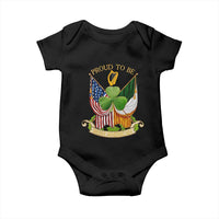 Proud To Be Irish American Baby Onesie Vintage Ireland USA Flag Shamrock Harp