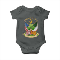 Proud To Be Irish American Baby Onesie Vintage Ireland USA Flag Shamrock Harp