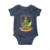 Proud To Be Irish American Baby Onesie Vintage Ireland USA Flag Shamrock Harp