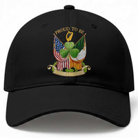 Proud To Be Irish American Baseball Cap Vintage Ireland USA Flag Shamrock Harp