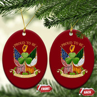 Proud To Be Irish American Ceramic Ornament Vintage Ireland USA Flag Shamrock Harp - Wonder Print Shop