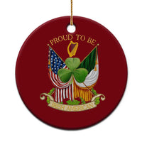 Proud To Be Irish American Ceramic Ornament Vintage Ireland USA Flag Shamrock Harp - Wonder Print Shop