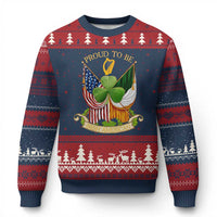 Proud To Be Irish American Ugly Christmas Sweater Vintage Ireland USA Flag Shamrock Harp - Wonder Print Shop