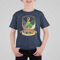 Proud To Be Irish American T Shirt For Kid Vintage Ireland USA Flag Shamrock Harp