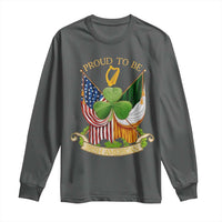 Proud To Be Irish American Long Sleeve Shirt Vintage Ireland USA Flag Shamrock Harp