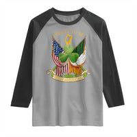 Proud To Be Irish American Raglan Shirt Vintage Ireland USA Flag Shamrock Harp