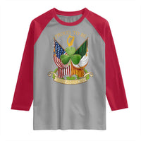 Proud To Be Irish American Raglan Shirt Vintage Ireland USA Flag Shamrock Harp