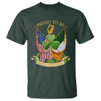 Proud To Be Irish American T Shirt Vintage Ireland USA Flag Shamrock Harp