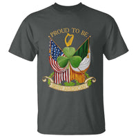 Proud To Be Irish American T Shirt Vintage Ireland USA Flag Shamrock Harp