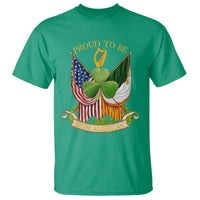 Proud To Be Irish American T Shirt Vintage Ireland USA Flag Shamrock Harp