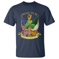 Proud To Be Irish American T Shirt Vintage Ireland USA Flag Shamrock Harp