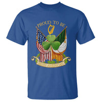 Proud To Be Irish American T Shirt Vintage Ireland USA Flag Shamrock Harp