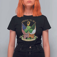 Proud To Be Irish American T Shirt For Women Vintage Ireland USA Flag Shamrock Harp