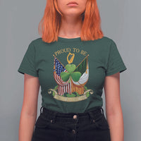 Proud To Be Irish American T Shirt For Women Vintage Ireland USA Flag Shamrock Harp