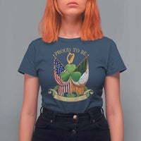 Proud To Be Irish American T Shirt For Women Vintage Ireland USA Flag Shamrock Harp
