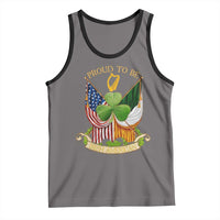 Proud To Be Irish American Tank Top Vintage Ireland USA Flag Shamrock Harp