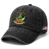 Proud To Be Irish American Washed Cotton Baseball Cap Vintage Ireland USA Flag Shamrock Harp