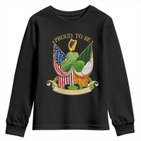 Proud To Be Irish American Youth Sweatshirt Vintage Ireland USA Flag Shamrock Harp