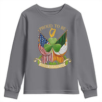 Proud To Be Irish American Youth Sweatshirt Vintage Ireland USA Flag Shamrock Harp