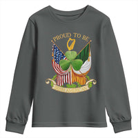Proud To Be Irish American Youth Sweatshirt Vintage Ireland USA Flag Shamrock Harp