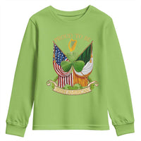 Proud To Be Irish American Youth Sweatshirt Vintage Ireland USA Flag Shamrock Harp