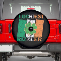 Funny St Patrick's Day Luckiest Rizzler Spare Tire Cover Vintage Ireland Flag Shamrock