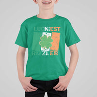 Funny St Patrick's Day Luckiest Rizzler T Shirt For Kid Vintage Ireland Flag Shamrock