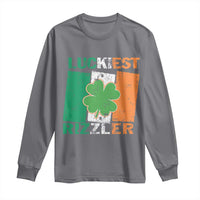 Funny St Patrick's Day Luckiest Rizzler Long Sleeve Shirt Vintage Ireland Flag Shamrock
