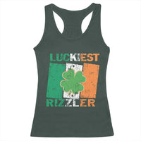 Funny St Patrick's Day Luckiest Rizzler Racerback Tank Top Vintage Ireland Flag Shamrock