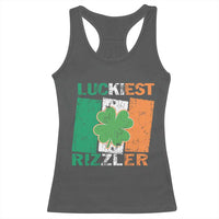 Funny St Patrick's Day Luckiest Rizzler Racerback Tank Top Vintage Ireland Flag Shamrock