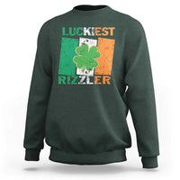 Funny St Patrick's Day Luckiest Rizzler Sweatshirt Vintage Ireland Flag Shamrock