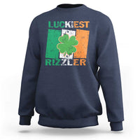 Funny St Patrick's Day Luckiest Rizzler Sweatshirt Vintage Ireland Flag Shamrock