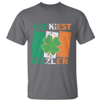Funny St Patrick's Day Luckiest Rizzler T Shirt Vintage Ireland Flag Shamrock