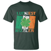 Funny St Patrick's Day Luckiest Rizzler T Shirt Vintage Ireland Flag Shamrock