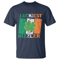 Funny St Patrick's Day Luckiest Rizzler T Shirt Vintage Ireland Flag Shamrock