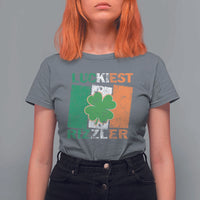 Funny St Patrick's Day Luckiest Rizzler T Shirt For Women Vintage Ireland Flag Shamrock