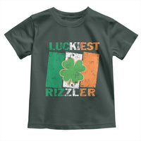 Funny St Patrick's Day Luckiest Rizzler Toddler T Shirt Vintage Ireland Flag Shamrock