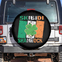 Funny St Patrick's Day Skibidi Shamrock Spare Tire Cover Vintage Ireland Flag Shamrock