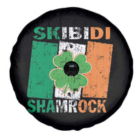 Funny St Patrick's Day Skibidi Shamrock Spare Tire Cover Vintage Ireland Flag Shamrock