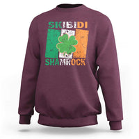 Funny St Patrick's Day Skibidi Shamrock Sweatshirt Vintage Ireland Flag Shamrock