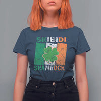 Funny St Patrick's Day Skibidi Shamrock T Shirt For Women Vintage Ireland Flag Shamrock